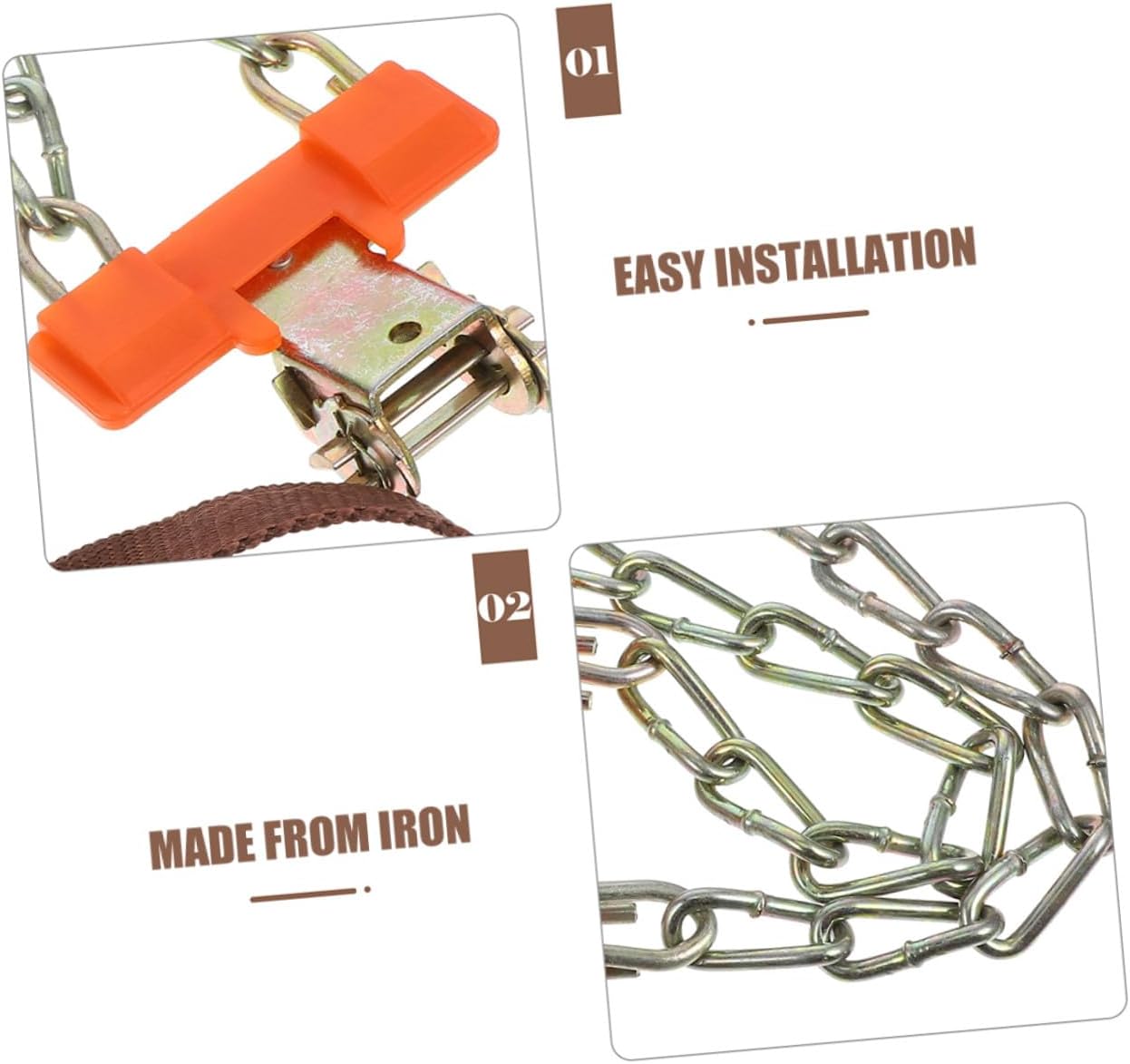 FOMIYES Universal Car Snow Tire Chains Medium Size Anti-skid Automotive Wheel Chains with Buckle for Small Cars and Suvs Reusable Emergency Winter Traction