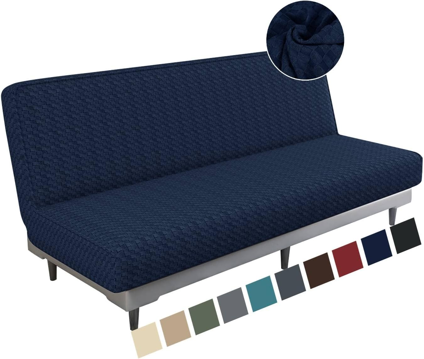 MAXIJIN Newest Jacquard Futon Cover Stretch Armless Futon