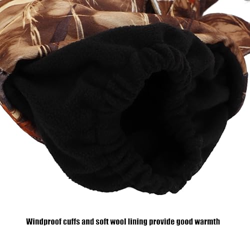Miniatura 4 de Orejera de mano de camuflaje para hombre, manguito de mano de caza, calentador de manos de forro polar con puños resistentes al viento, calentador
