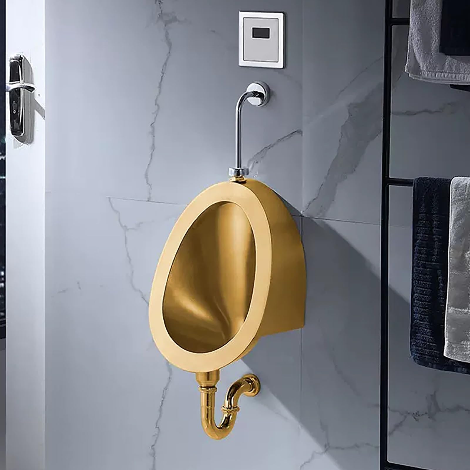 GTHTUHFD Stainless Steel Urinals, Bar Urinals, Garage Urinal, Urinals For Men Spill Proof, Urinals For Men Spill Proof Nighttime, Urinals For Men Bathroom, Outdoor Toilet,Sil,Gold