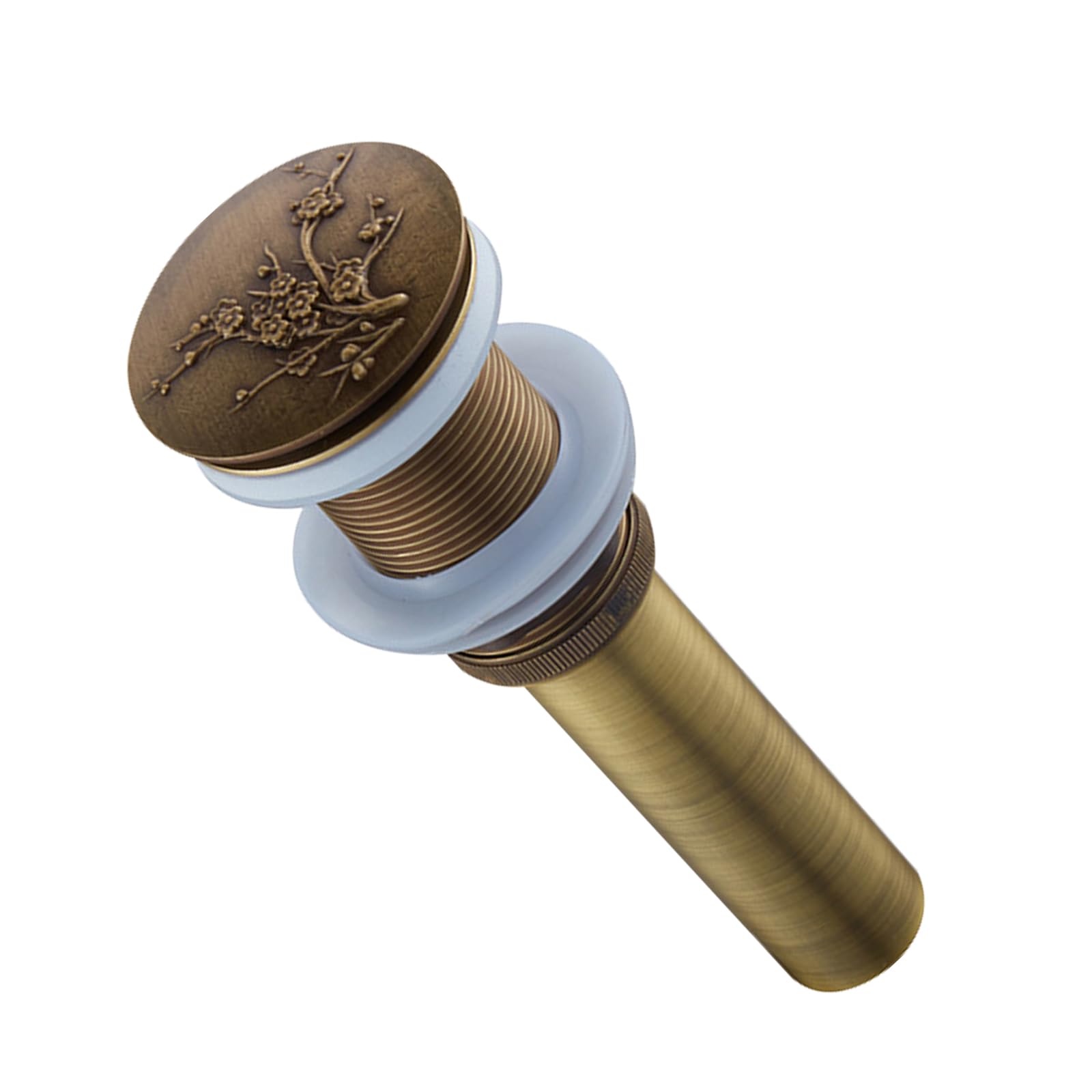 Tapón lavabo baño, tapón bidé, tapón lavabo cocina, latón, desagüe click clack, diámetro del tubo 3 cm, tapa de desagüe diámetro 6,5 cm, para bañeras de baño, cocina, lavabos, sin agujeros