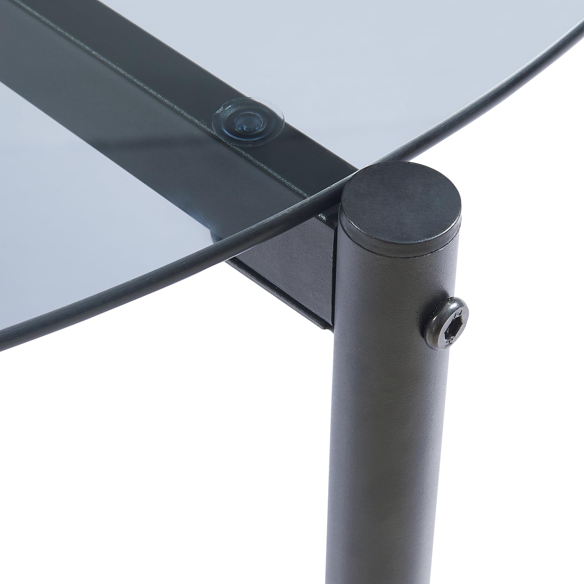 [en.casa] Table d'Appoint avec Plateau Rond en Verre Fumé Petite Table Basse Bout de Canapé Guéridon Chevet pour Salon Chambre Bureau Acier 50 x 50 cm Gris