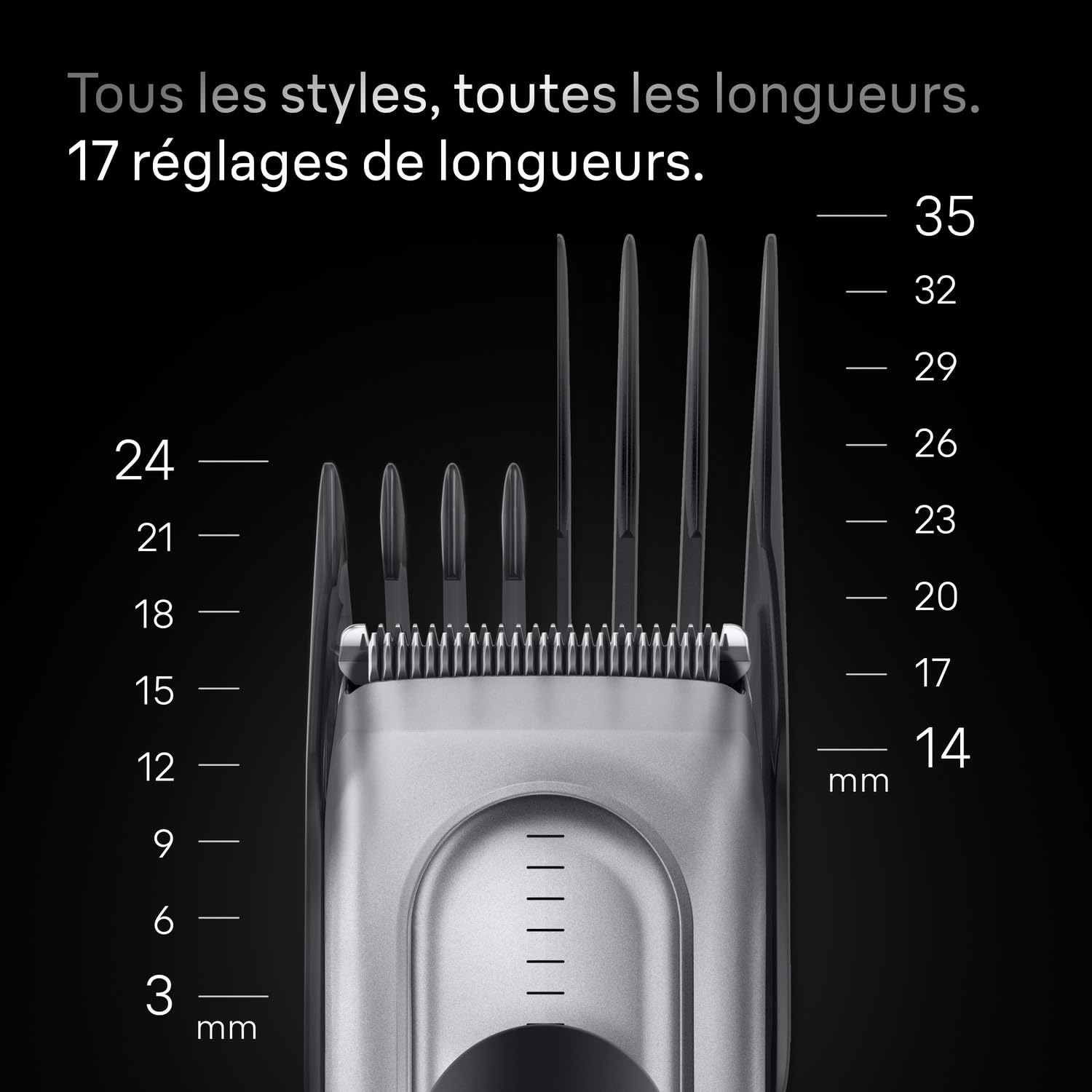Braun Tondeuse Electrique Homme, à Cheveux, Series 5 HC7590, Grise | Lavable, sans Fil, Batterie Rechargeable, Coffret avec 2 Sabots et 17 Longueurs, Lames Affutées