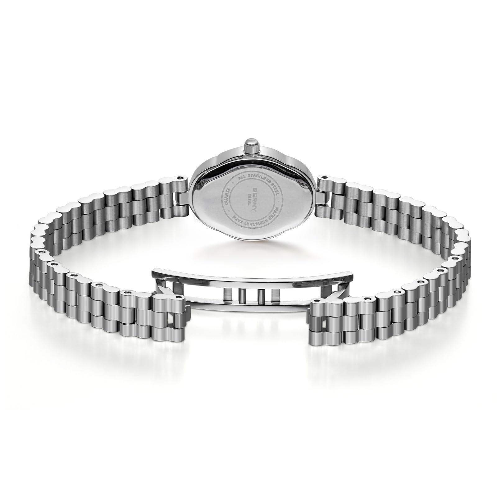 BERNY Damenuhr Quarzuhren für Damen Silber Armbanduhr