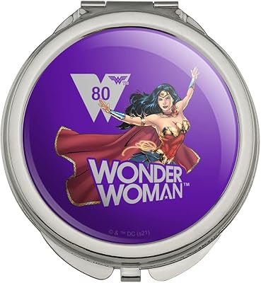 GRAPHICS & MORE Wonder Woman 80th Warrior Purple Compact Travel Purse Handbag Makeup Mirror