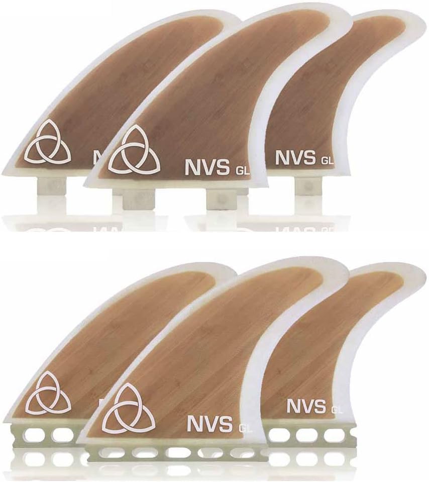 Large GL Thruster Surfboard Fins (Set of 3) Bamboo, Twin Tab