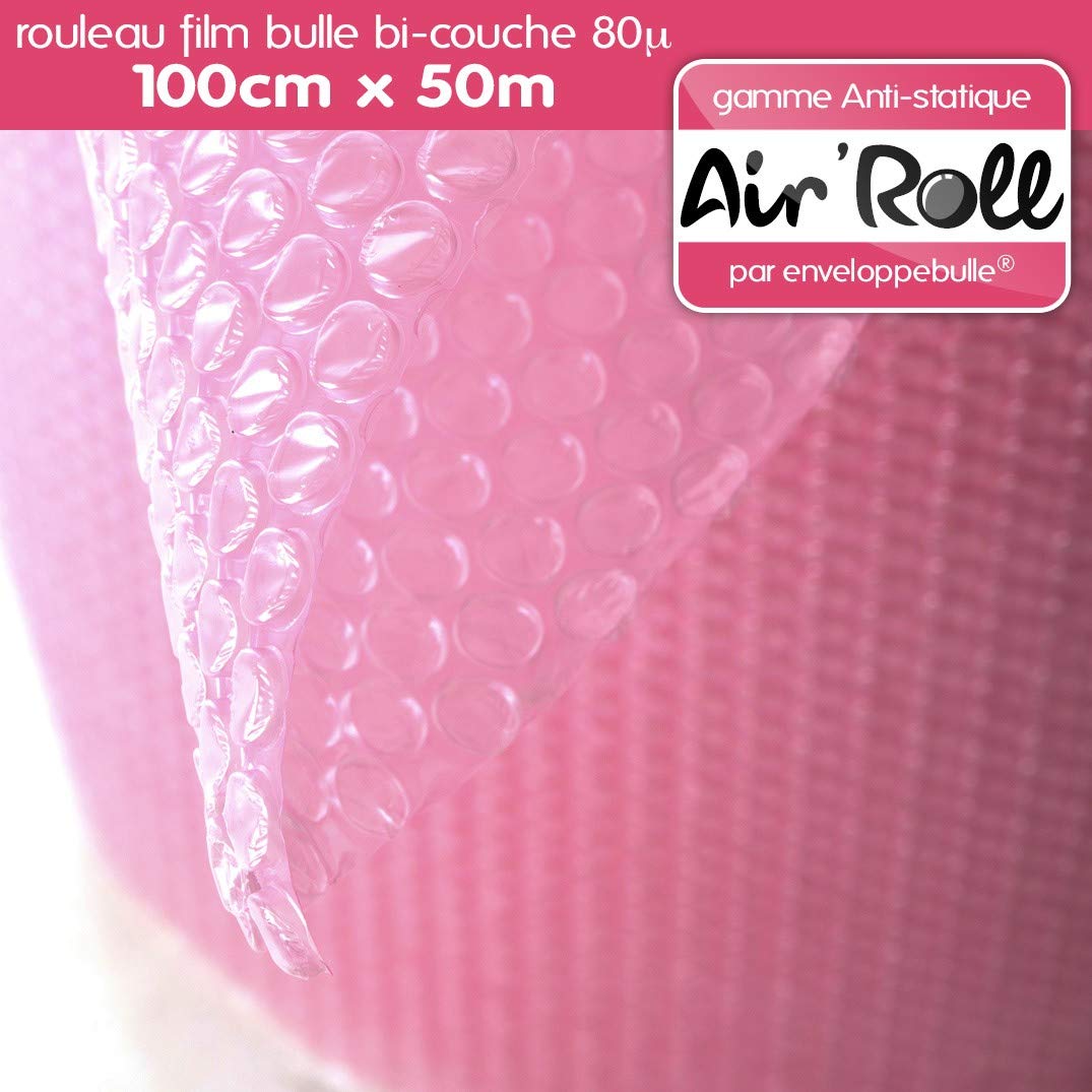enveloppebulle 1 Rouleau de film bulle d'air largeur 100cm x longueur 50m - gamme Air'Roll ANTISTATIQUE
