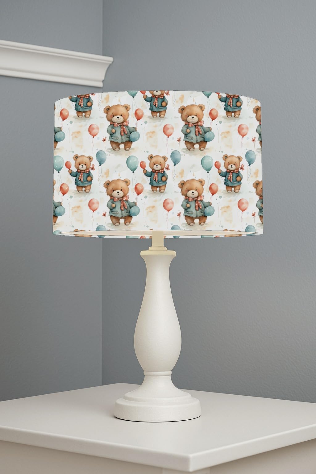 Joyful Bear Celebration lightshade – 30 x 21cm Table Drum Shade | E33BB8