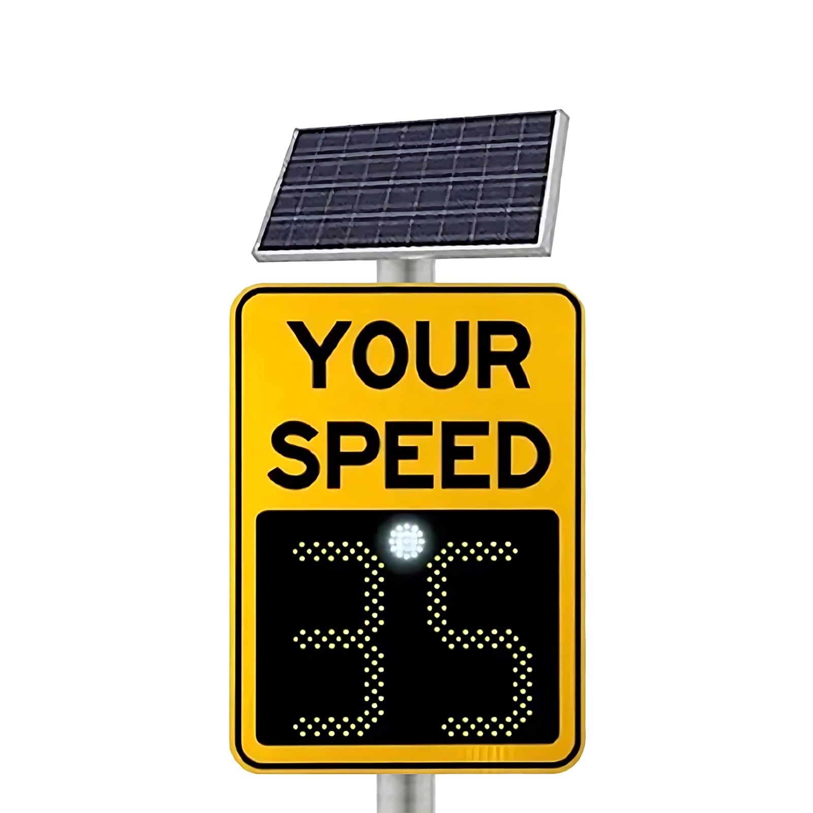 Señal de retroalimentación de velocidad de radar, funciona con energía solar, distancia visual de 300 m, tablero de límite de velocidad LED reflectante de alto brillo para carreteras con velocidad
