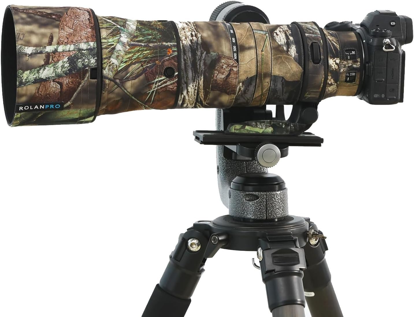 Rolanpro Funda para Nikon Z 180-600 mm F/5.6-6.3 VR Coat Guns Case Clothing, #23 Brown Jungle Impermeable, Exterior, Protector