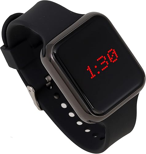 Charles Raymond Reloj digital unisex con pantalla LED, banda de silicona de cara grande con mensajes de desplazamiento y ajustes de alarma - 8231