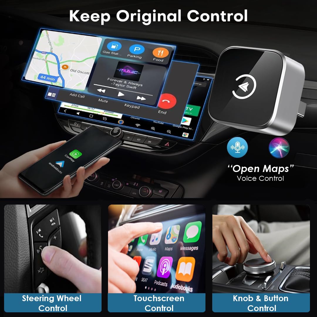 CarPlay Wireless Adapter & Android Auto Wireless Adapter - 2026 Upgraded, Converts Wired Android Auto & Car Play to Wireless, Plug & Play, Wireless Android Auto Adapter UK, Wireless CarPlay Adapter UK — view 6