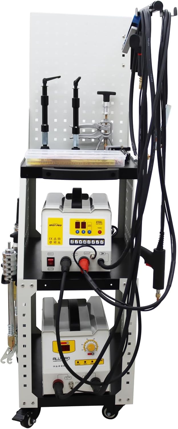 INTSUPERMAI Spot Weld Stud Welder Steel and Aluminum Dent Pulling Machine Car Auto Repair Machine Auto Body Dent Puller Welder with Tool Cart 110V