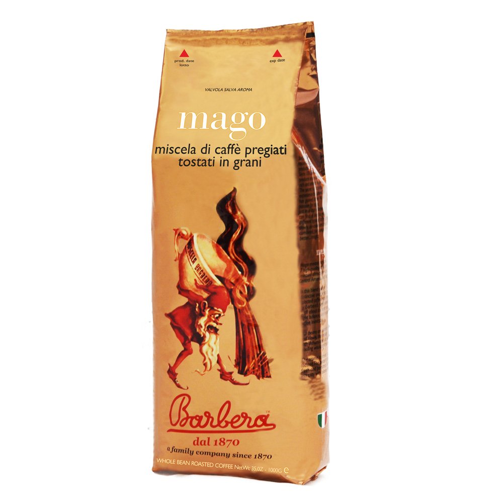 Caffè Barbera - Mago - 7 Origini - Caffe in Grani - Aromatico Intenso - Fruttato - Miscela di 7 Tipi di Caffè - 1kg