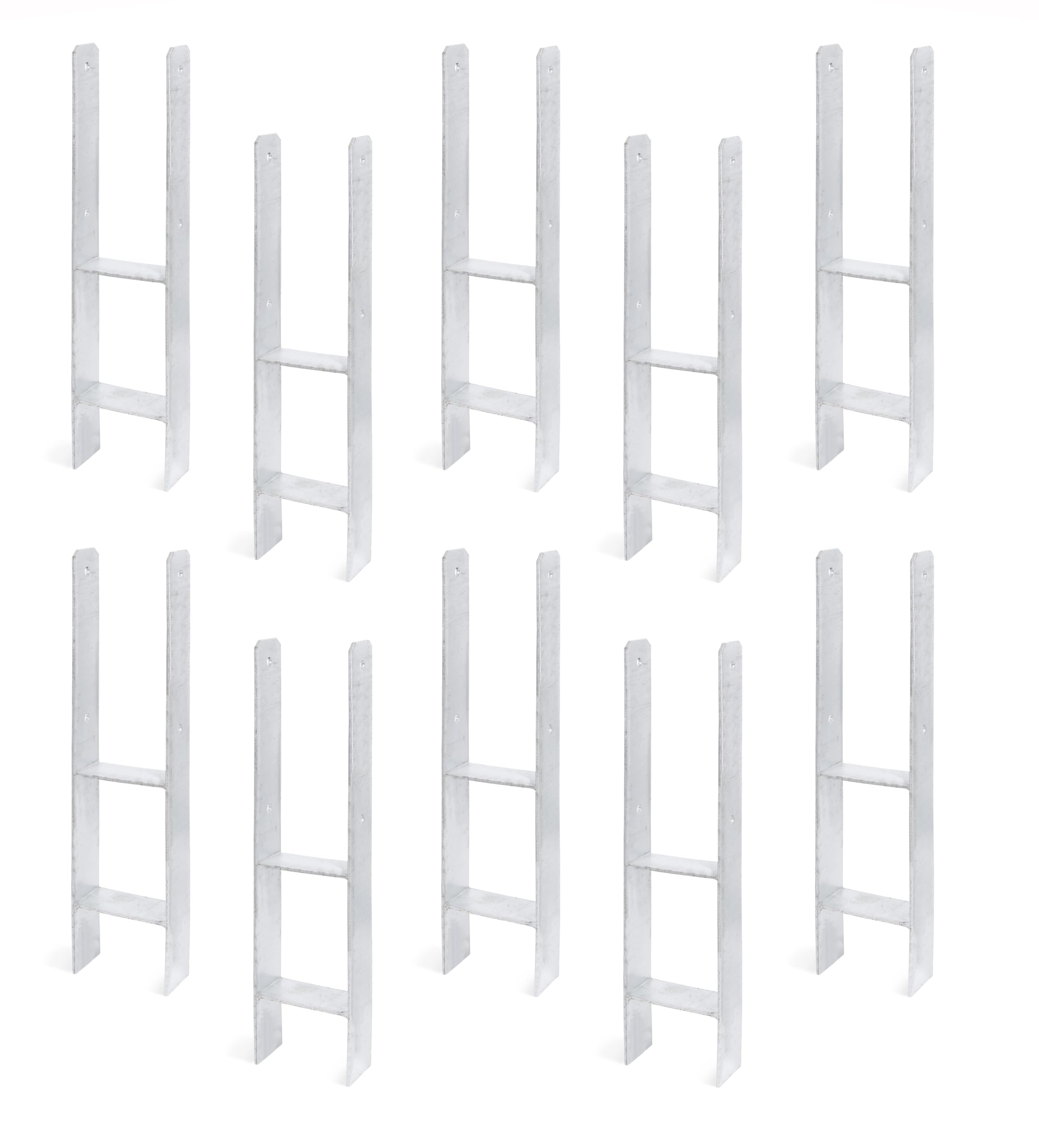 Alberts 203948 10er-Set H-Pfostenträger | feuerverzinkt | lichte Breite 121 mm | Gesamthöhe 600 mm | Materialstärke 5 mm