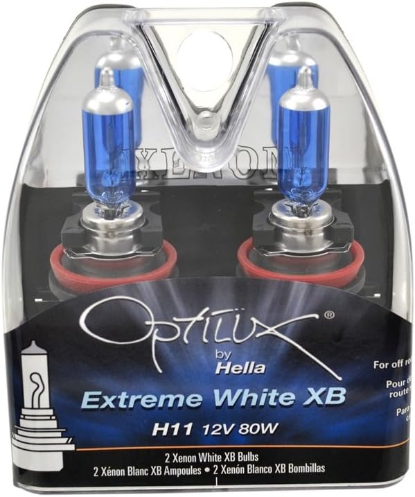 H71071032 Optilux XB Series H11 Xenon White Halogen Bulbs, 12V, 80W, 2 Pack