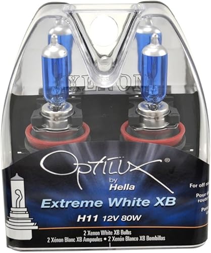 Hella H71071032 Optilux XB Series H11 Bombillas halógenas blancas de xenón, 12 V, 80 W, paquete de 2