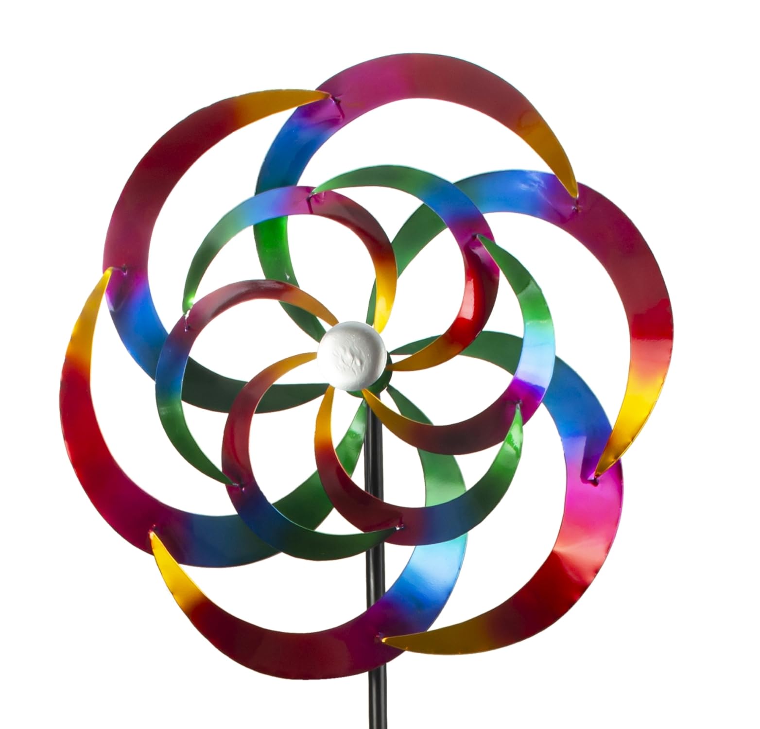 Molinillo de viento multicolor de metal como enchufe para jardín, altura 183 cm, 60 cm