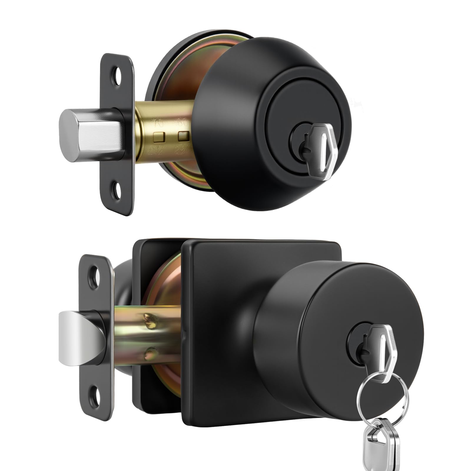 Matte Black Door Knobs - 6 Pack for Privacy -26