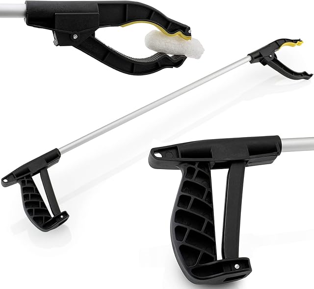 CUQOO 1 x Heavy-Duty Litter Grabber with 360 Degree Rotating Head & Strong Reaching Claw  Lightweight Long Handled Litter Pickers for Adults & Children | Effective Litter Picker for Disabled