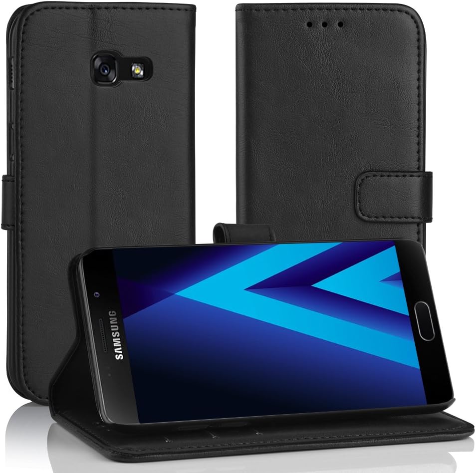 Simpeak Case Compatible with Samsung Galaxy A3 2017, Leather Flip Wallet Case Cover Replacement for Samsung Galaxy A3 2017, [Card Slots][Stand Feature][Magnetic Closure Snap], Black