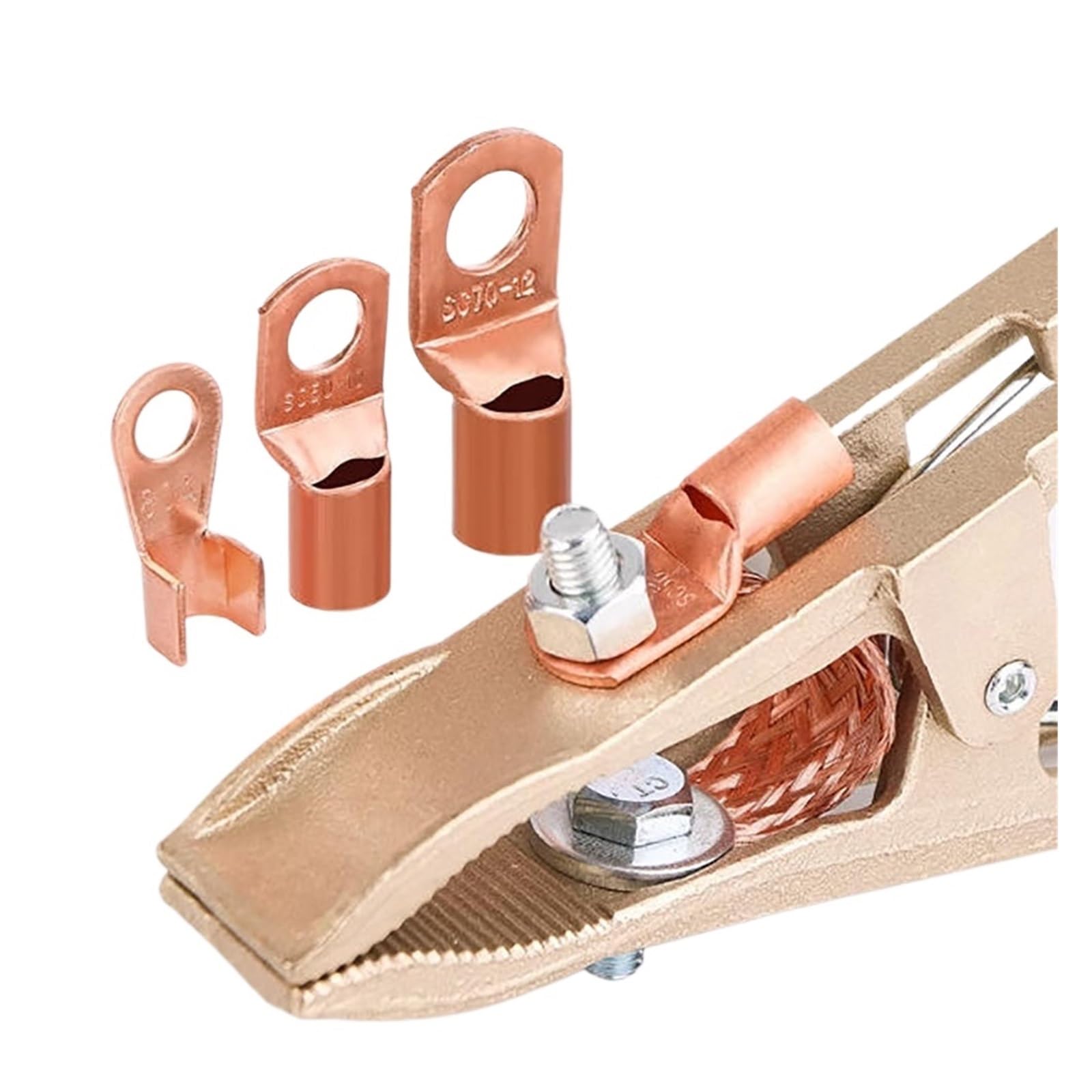 Pinza Soldadura Máquina de soldadura de alambre de tierra en forma de A, Clip de conexión a tierra de cobre, 1 ud. | 300A