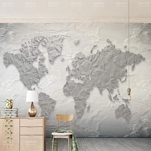 Miniatura 1 de Wall Mural 3D Wallpaper Peel and Stick Christmas Decor Self Adhesive Removable - World Map On Grey Brick Wall Painting - Wallpaper Easy to Use for