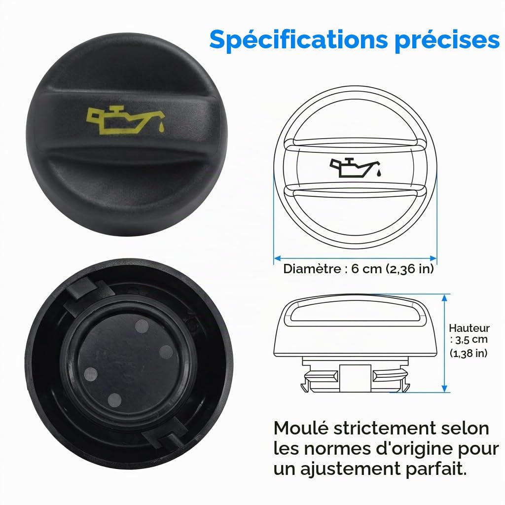 Bouchon Huile Moteur Pour Peugeot,Citroën Remplace OEM 670015080 9675477380 | ABS robuste, pour Peugeot 208 308 508 2008 3008 & Citroën C2 C3 C4, Installation facile, Compatible Peugeot & Citroën