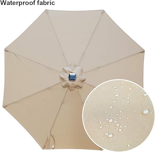 Miniatura 5 de MONDAWE Sombrilla de patio al aire libre de 9 pies con botón de inclinación y manivela, sombrilla redonda de aluminio con 8 varillas resistentes