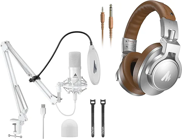 MAONO USB Microphone, 192kHz/24bit Plug & Play PC Computer Podcast Condenser Cardioid Metal Mic Kit with Professional Sound Chipset for Recording, Gaming, Singing, YouTube