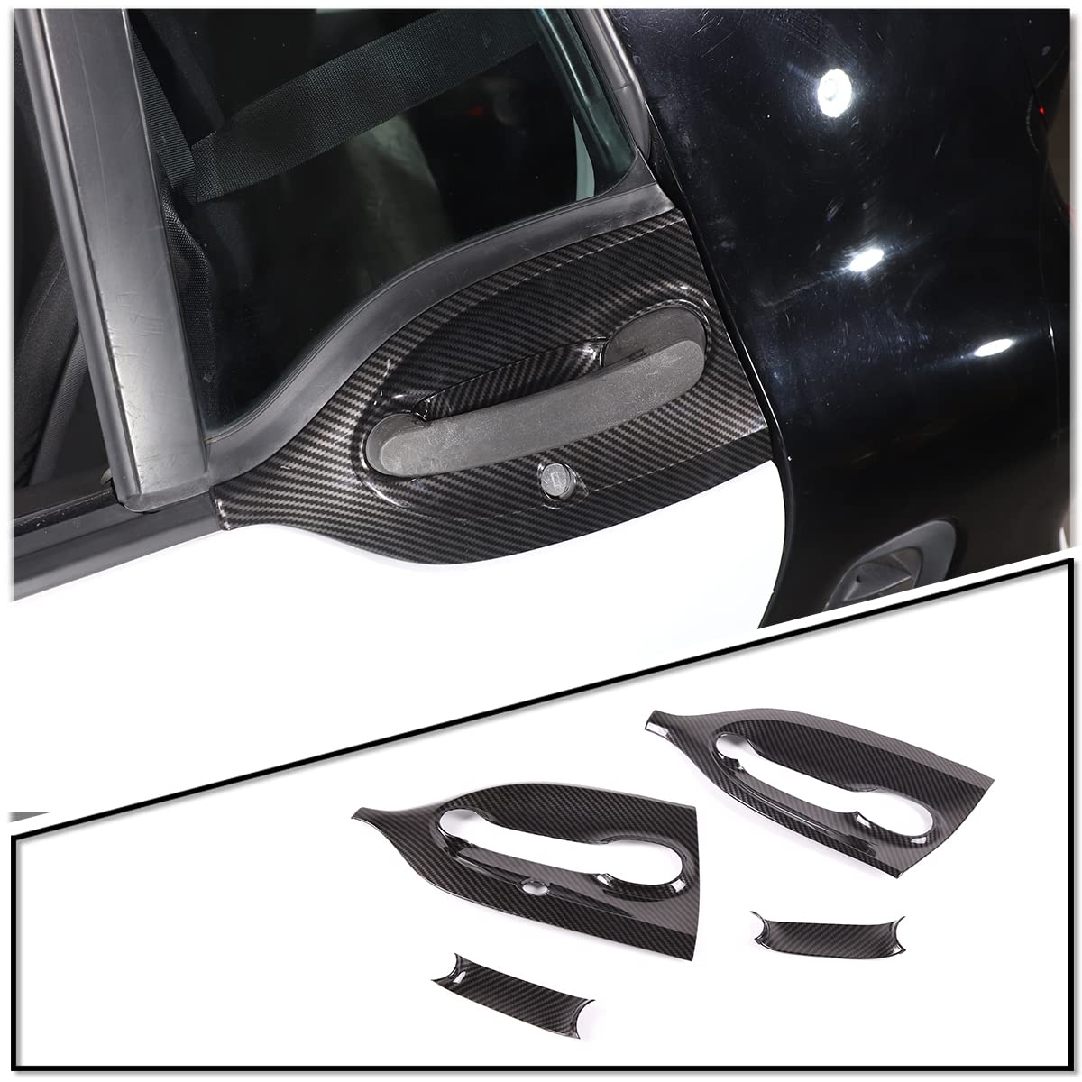 METYOUCAR Garniture de poignée de porte de voiture pour Benz Smart 453 Fortwo Forfour 2016-2021 Accessoires de voiture pour conduite à gauche (fibre de carbone)