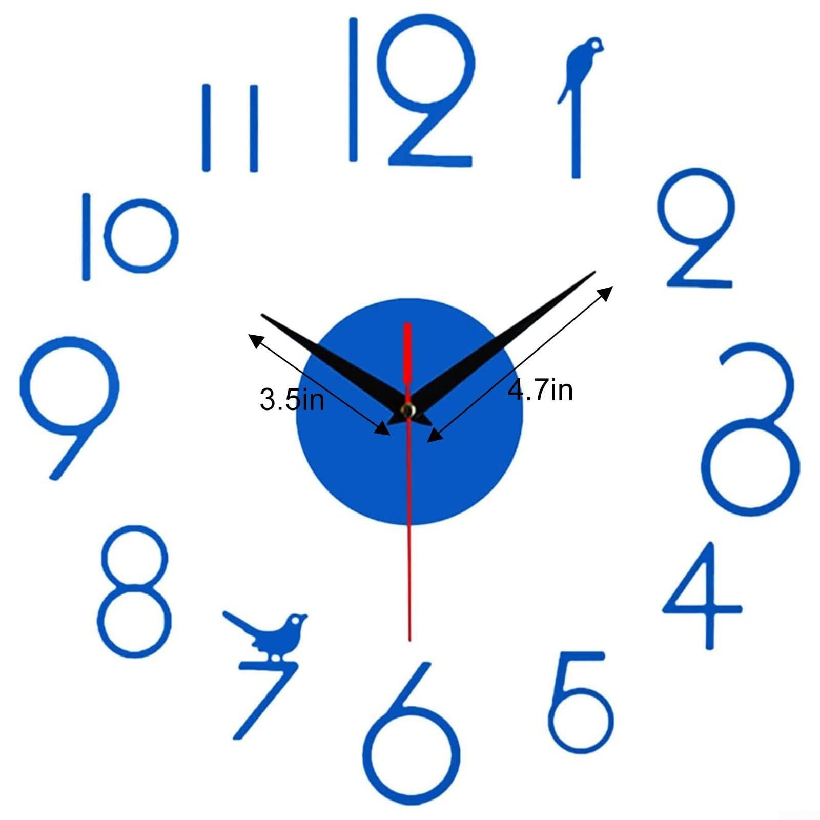 SPORTARC Modern DIY 3D Wall Clock, Silent, Frameless Design, Home Decoration (Blue)