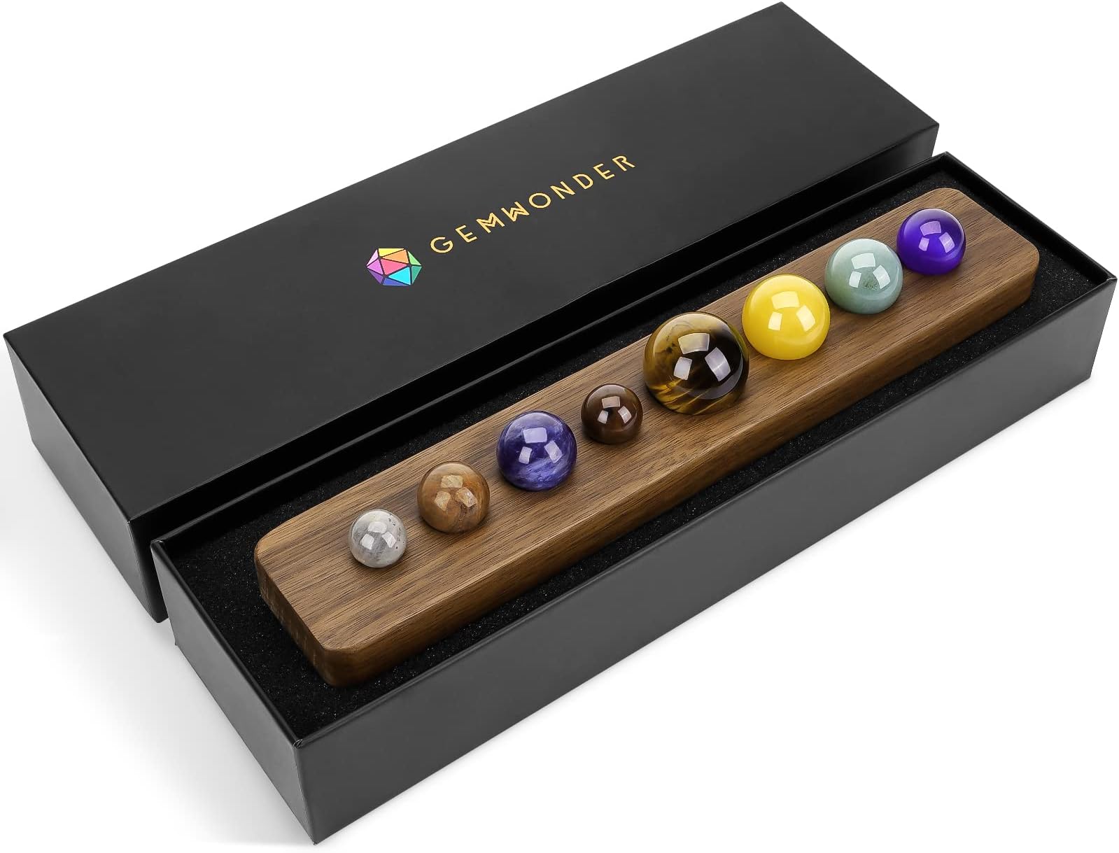 8 Planets Handmade Natural Gemstone Solar System Model Set Office Desk Home Decorations Celestial Creative Gift for Kids, Men, Women