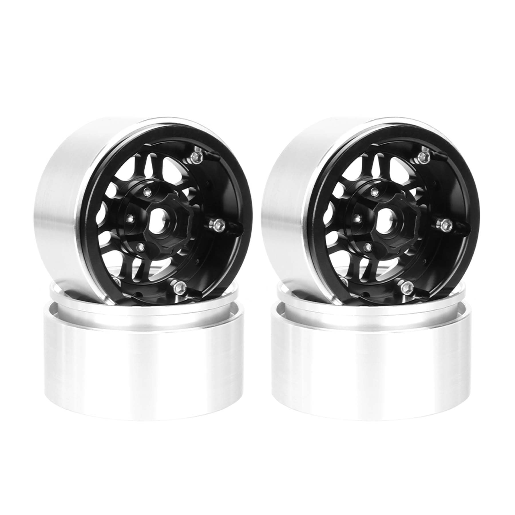 KEEDA 4 sztuki metalowych kół 1,9 cala Beadlock Felgi Negative Offset - 10 mm felga Upgrade części zamienne do SCX10 Pro TRX4 VS4-10 Gen8 TRX6 1/10 RC Crawler Auto Truck (czarne)