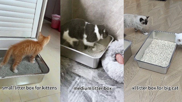 FUTAM Stainless Steel Litter Box 2 Pack, Metal Litter Box for Cat, Easy Clean Non Stick Easy Entry No Smell Steel Litterbox for Kitty/Rabbit - image 7
