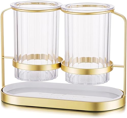 Utensils Silverware Holder with Metal Bracket, Cutlery Caddy, Flatware Spoon Fork Knife Tabletop Organizer for Party Kitchen Dining Room - Gold