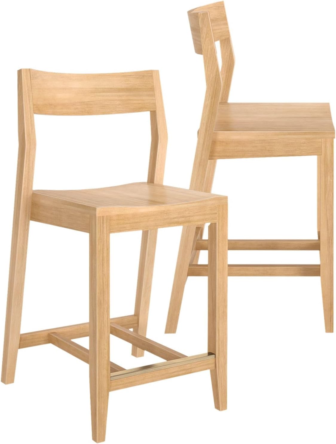 Plank+Beam Counter Height Chairs, 38 Inch, Set of 2 Solid Wood Dining Chair for Kitchen Island, Breakfast Bar Seating, Minimalist Design for Dining Room, Blonde Blonde Counter Chairs
