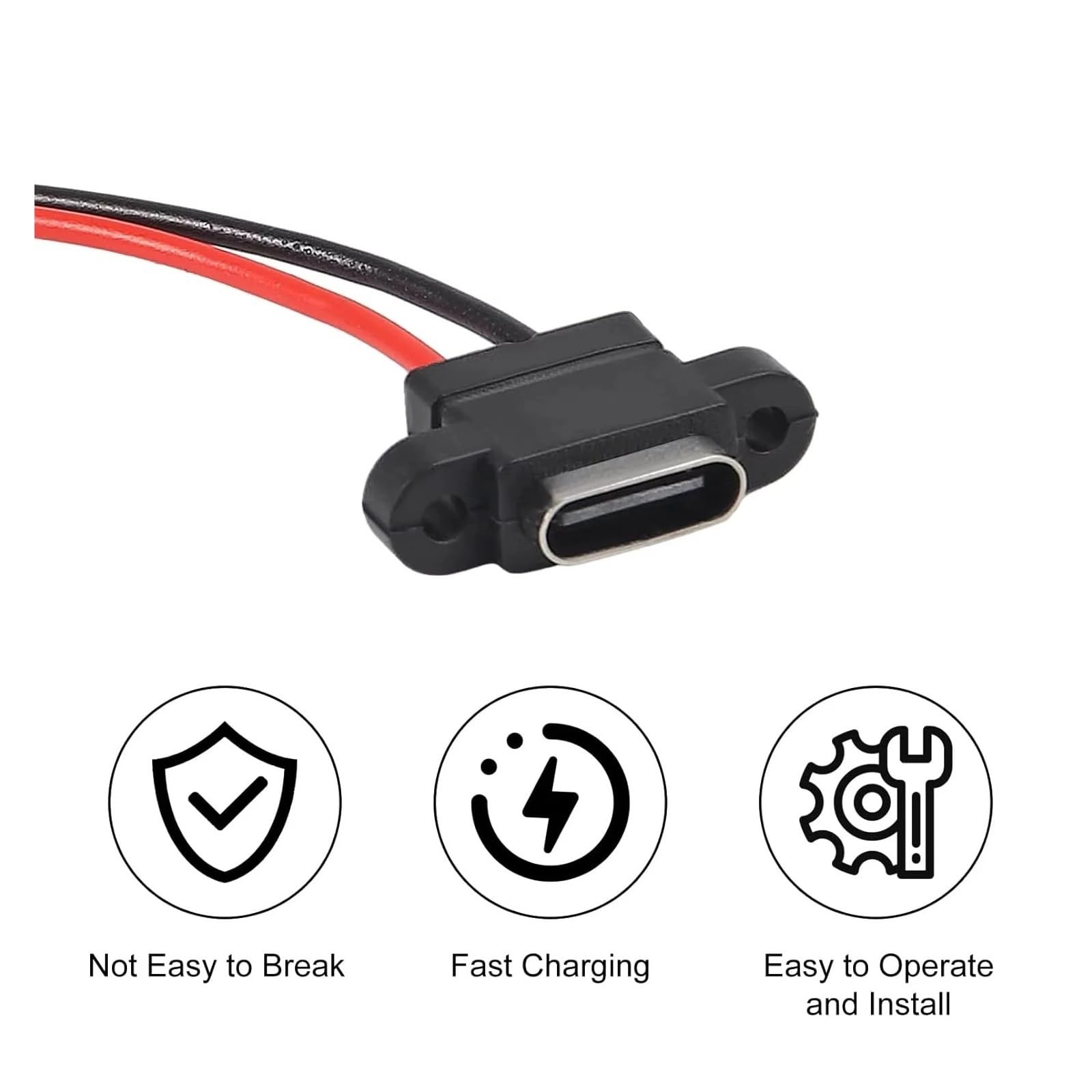 Presa USB C impermeabile a 2 pin, 3 A, porta di saldatura a ricarica rapida (10 pezzi)