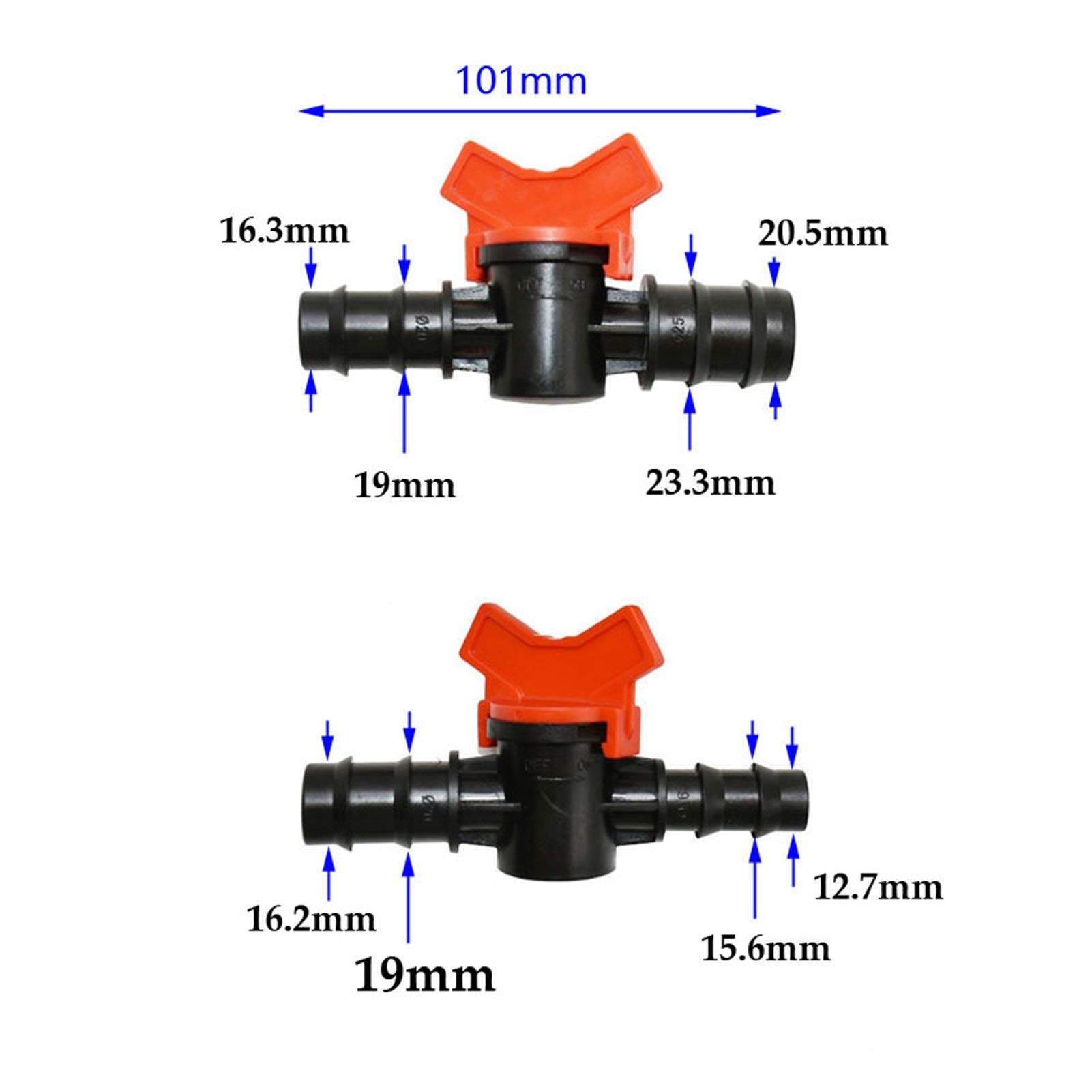 Conector de manguera Herramientas for sistemas de riego de jardinería. Válvula de riego for jardín de 1" a 3/4" a 1/2". Conector de grifo de jardín con reducción de manguera de 25 mm, 20 mm y 16 mm (2
