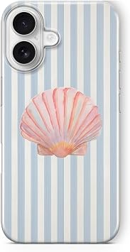 iPhone 16 ile Uyumlu Deniz Kabuğu Desenli Şeffaf Telefon Kılıfı