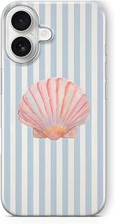 iPhone 16 ile Uyumlu Deniz Kabuğu Desenli Şeffaf Telefon Kılıfı