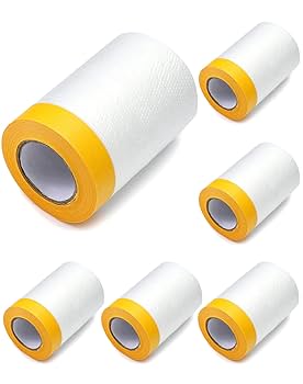 Car Painting Kit LOSYHU 3 Pack Protective Masking Film With Tape 5 X 65 Ft Car Painters Plastic Sheeting Roll Tape And Drape Masking Film For Automotive Painting Automotive Masking Tape