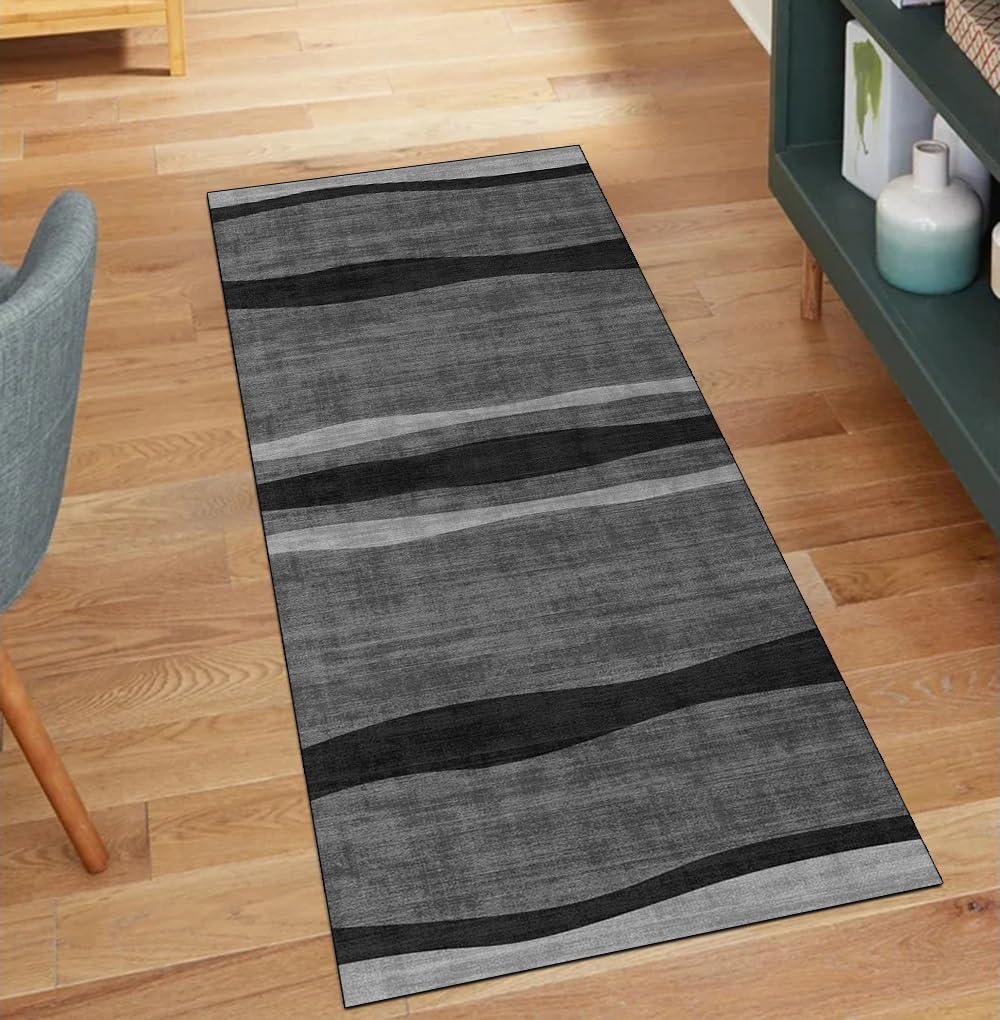 Alfombra antideslizante de alta calidad y diseño abstracto negro para tu hogar moderno