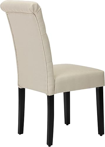 Miniatura 8 de NOBPEINT Sillas de comedor de tela con patas de madera, juego de 4 (beige)