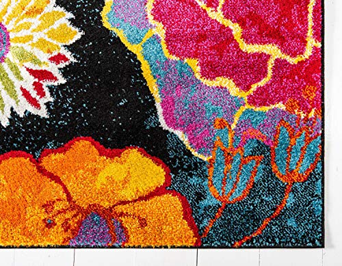 Unique Loom Lyon Collection Area Rug - Kennedy (2' X 6' 1" Runner, Black/ Green) #TOP7