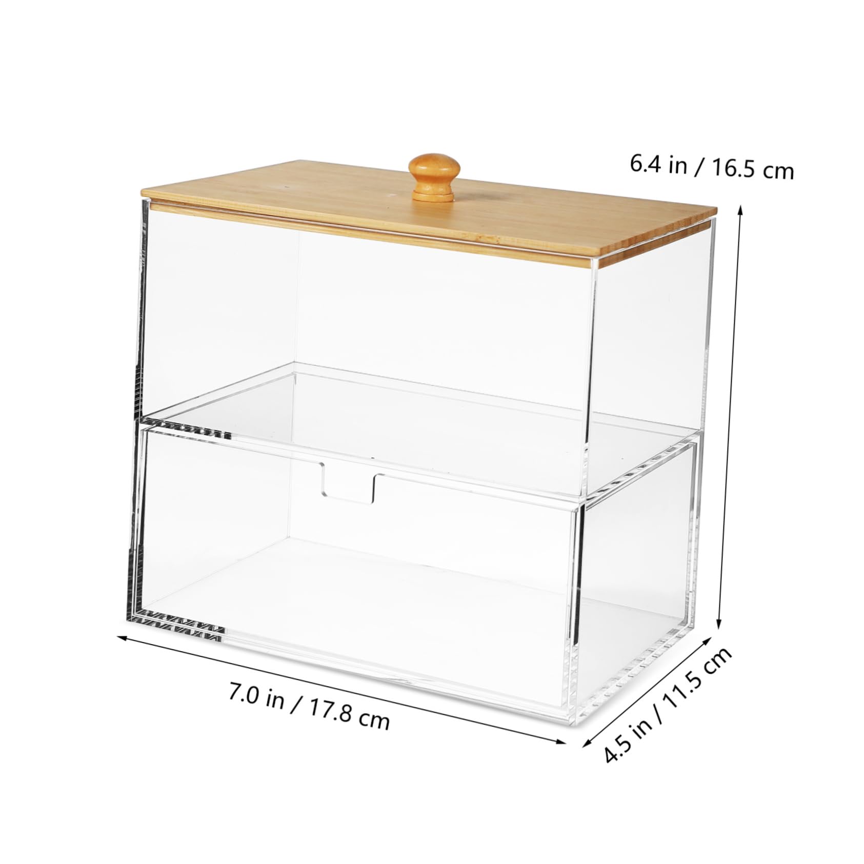 ABOOFAN Organizer mit Bambusdeckel Aufbewahrungsbox aus Acryl Platzsparende Wäschekapsel und Deckel mit Doppelkammern für Wäscheraum