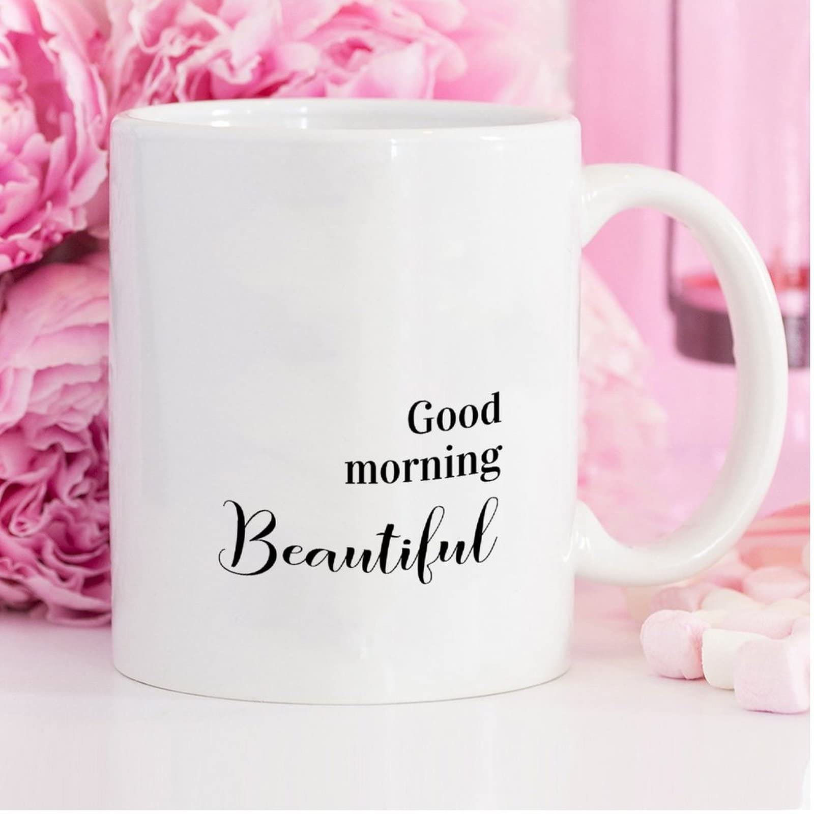 Set Di 2 Tazze Da Colazione In Ceramica 325ml Con Scritte "Good Morning Beautiful" E "Handsome" | Coppia, Regalo Matrimonio, Lavabile In Microonde E Lavastoviglie