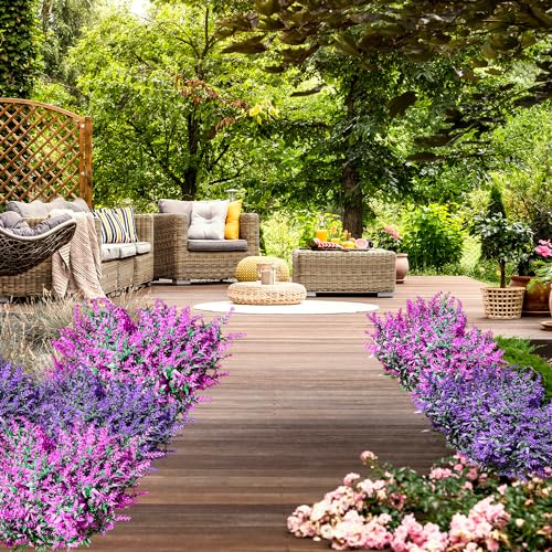 Sredumn 20 Bundles Artificial Flowers, artificial plants outdoor,UV Resistant Plastic Shrub Fake Flowers, for outside, garden, hanging, basket, fence, window, trellis decoration (Fuchsia) - Cosy Home Interiors Sredumn 20 Bundles Artificial Flowers, artificial plants outdoor,UV Resistant Plastic Shrub Fake Flowers, for outside, garden, hanging, basket, fence, window, trellis decoration (Fuchsia) - Image 2