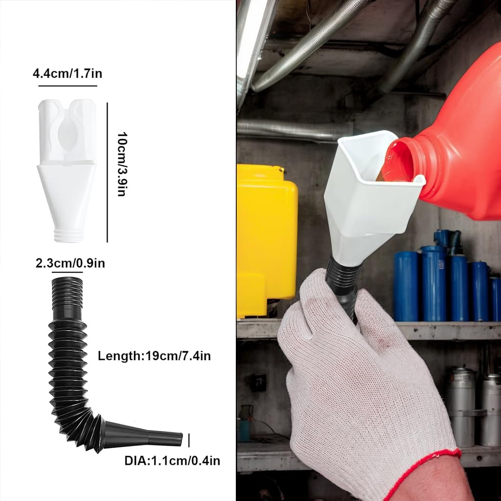 10 embudos para uso automotriz, juego de embudos automotrices con boca ancha y cuello largo, kit de embudo de combustible de transmisión de aceite para mantenimiento de automóviles
