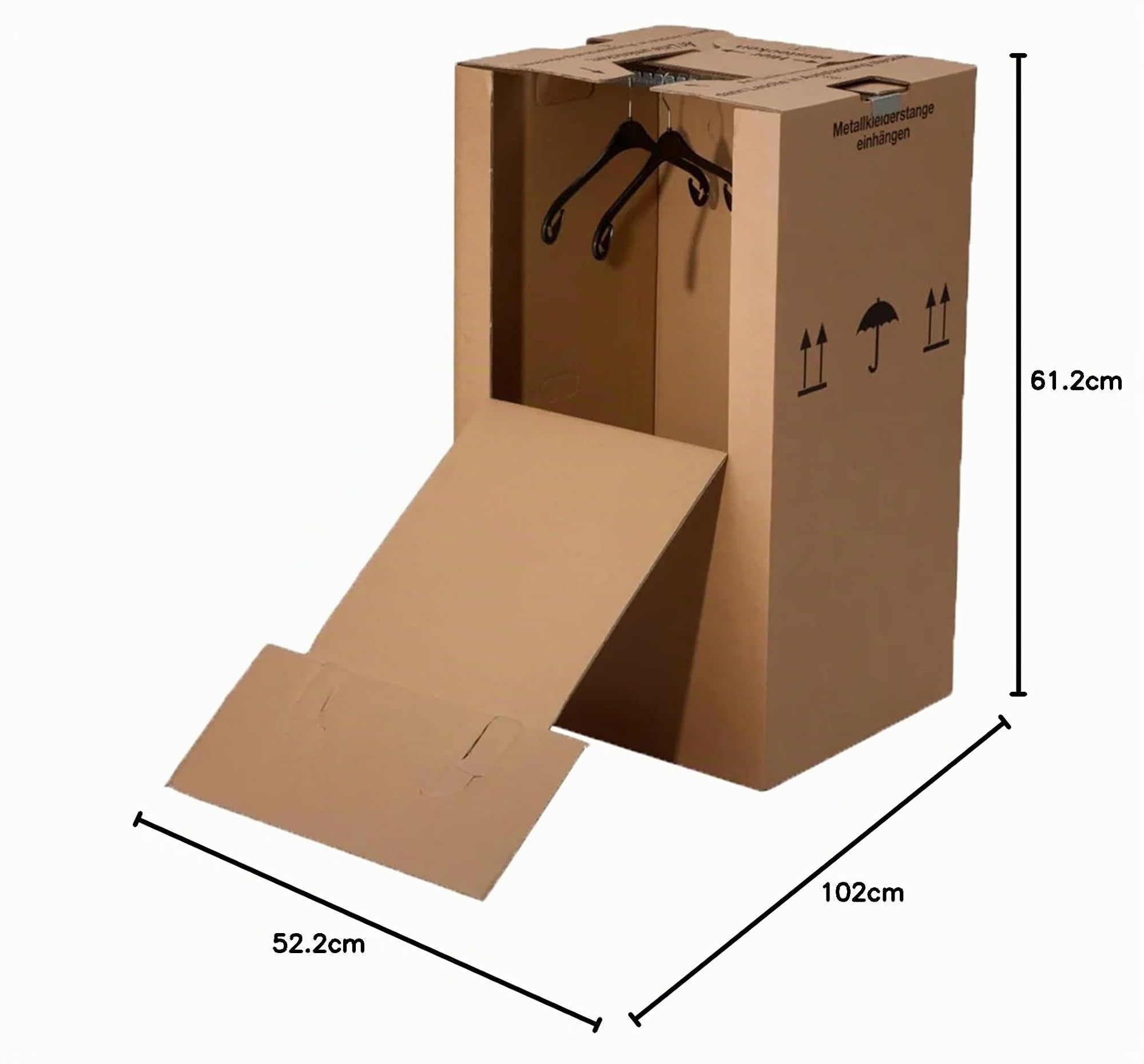 BB-Verpackungen 4x Kleiderbox MINI 612 x 522 x 1020 mm 2-wellig (4 Stück) - praktischer Kleiderkarton mit Metallstange, einfach aufzubauen und 40kg Traglast